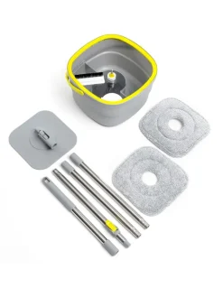 4tlg. Selbstreinigender Drehmopp-Set in Helllgrau