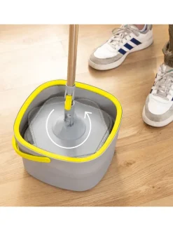 4tlg. Selbstreinigender Drehmopp-Set in Helllgrau