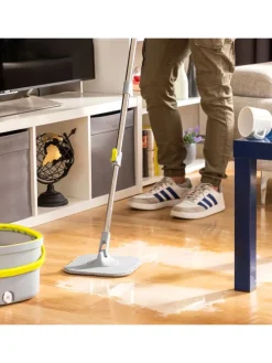 4tlg. Selbstreinigender Drehmopp-Set in Helllgrau