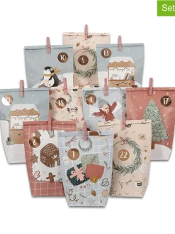 72tlg. Set: Adventskalender "Christmas" in Rosa/ Blau/ Beige