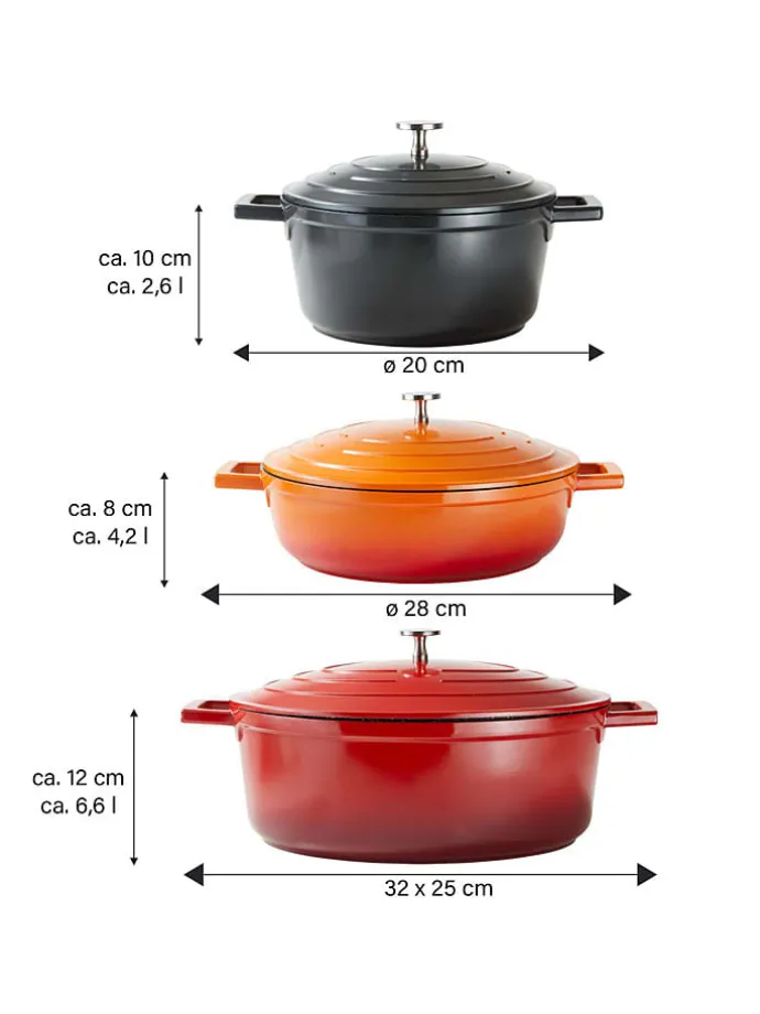 2tlg. Set: Bräter in Orange - 4,2 l