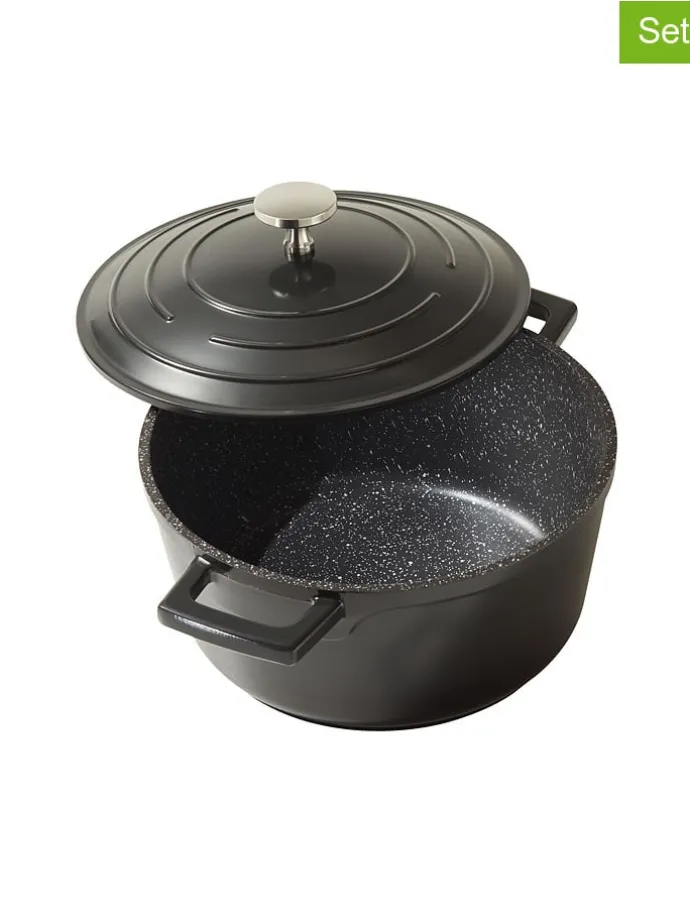 2tlg. Set: Bräter in Schwarz - 2,6 l