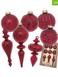 9tlg. Set: Christbaumschmuck in Rot