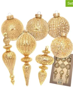 9tlg. Set: Christbaumschmuck in Gold