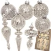 9tlg. Set: Christbaumschmuck in Silber
