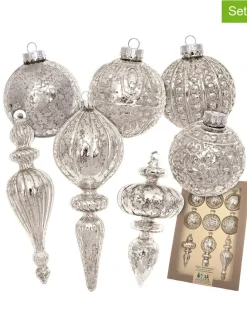 9tlg. Set: Christbaumschmuck in Silber