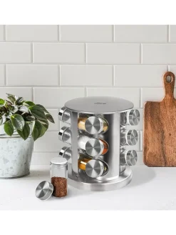 13tlg. Set: Edelstahl-Gewürzregal - (H)22,5 x Ø 19 cm