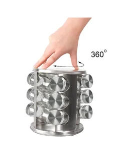 13tlg. Set: Edelstahl-Gewürzregal - (H)22,5 x Ø 19 cm