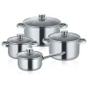 8tlg. Set: Edelstahl-Kochtöpfe in Silber