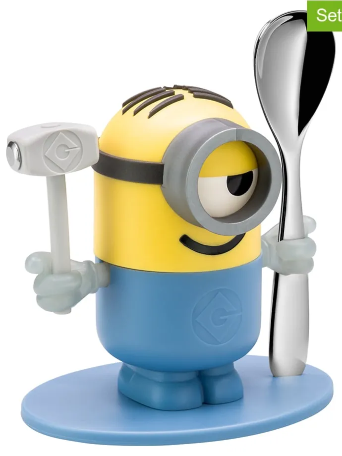3tlg. Set: Eierbecher, Eierlöffel und Hämmerchen "MINIONS®" - ab 3 Jahren