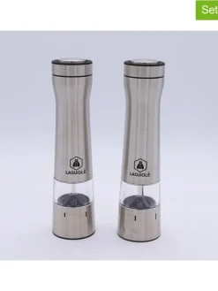 2tlg. Set: Elektrische Salz- & Pfeffermühle in Silber - (H)23 cm