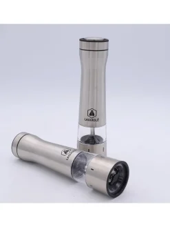 2tlg. Set: Elektrische Salz- & Pfeffermühle in Silber - (H)23 cm