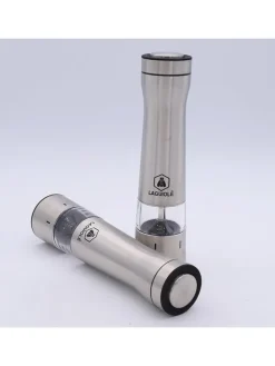 2tlg. Set: Elektrische Salz- & Pfeffermühle in Silber - (H)23 cm