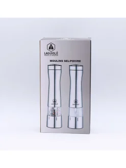 2tlg. Set: Elektrische Salz- & Pfeffermühle in Silber - (H)23 cm