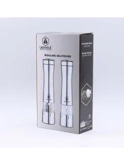 2tlg. Set: Elektrische Salz- & Pfeffermühle in Silber - (H)23 cm