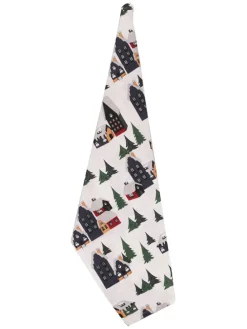 2tlg. Set: Geschirrtuch & Topflappen ''House'' in Grün/ Weiß