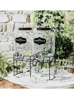 3tlg. Set: Getränkespender in Transparent/ Schwarz - 2x 4 l