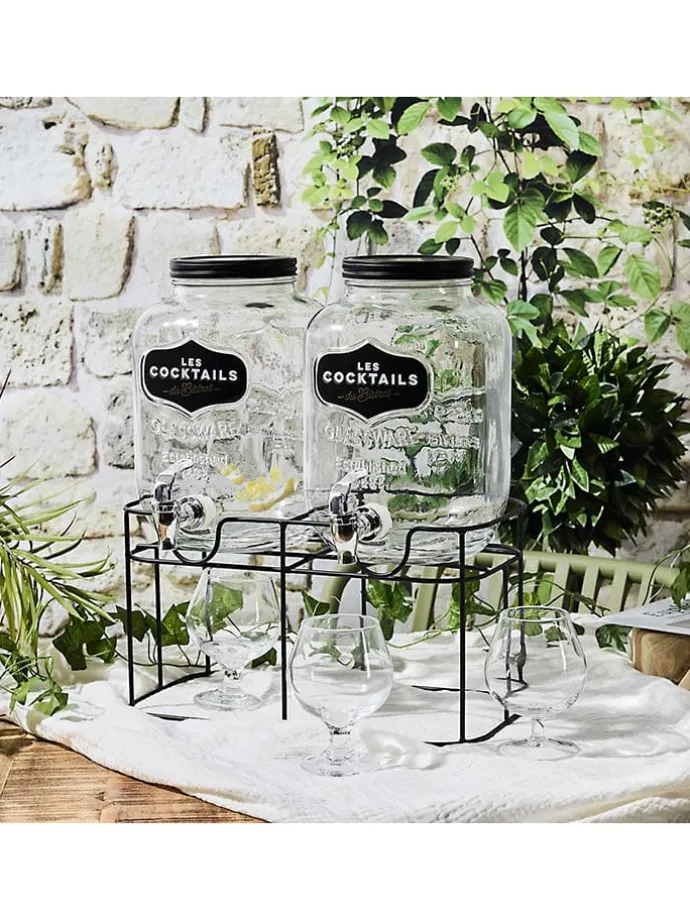 3tlg. Set: Getränkespender in Transparent/ Schwarz - 2x 4 l