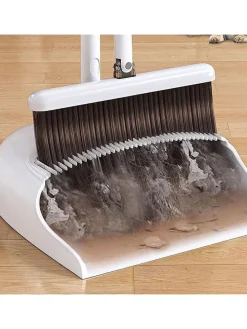 2tlg. Set: Kehrbesen in Weiß