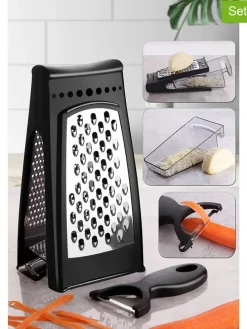 2tlg. Set: Reibe und Schäler in Schwarz