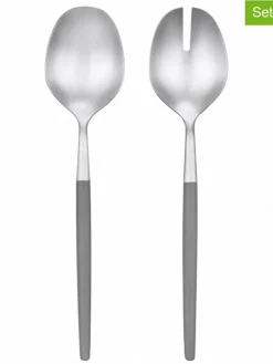 2tlg. Set: Salatbesteck "Maxime" in Grau/ Silber - (H)28 cm