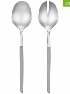 2tlg. Set: Salatbesteck "Maxime" in Hellgrau/ Silber - (H)28 cm