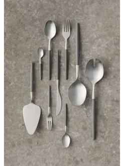 2tlg. Set: Salatbesteck "Maxime" in Hellgrau/ Silber - (H)28 cm