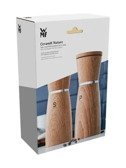2tlg. Set: Salz- und Pfeffermühlen "Nature" in Hellbraun - (H)18 x Ø 6 cm