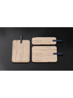 2tlg. Set: Schneidebrett und Messer in Natur/ Schwarz