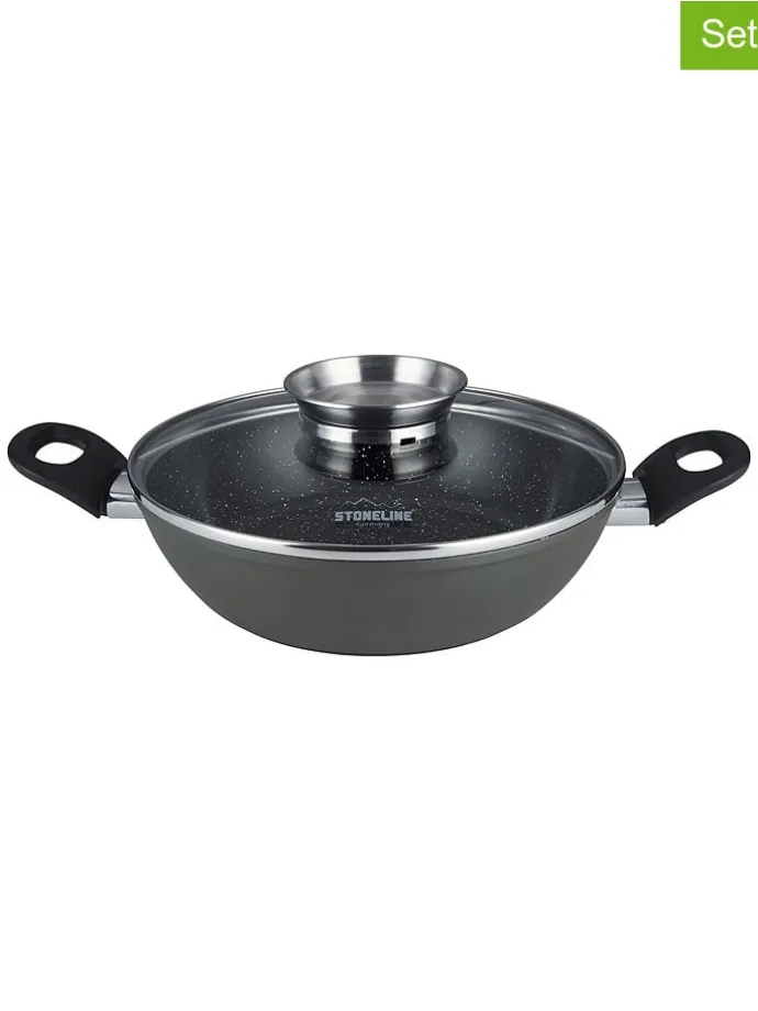 2tlg. Set: Servierpfanne ''Ceramic'' in Grau - Ø 24 cm