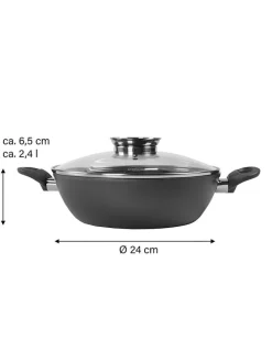 2tlg. Set: Servierpfanne ''Ceramic'' in Grau - Ø 24 cm