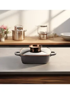 2tlg. Set: Servierpfanne in Schwarz - (L)20 x (B)20 cm