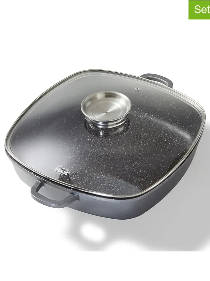 2tlg. Set: Servierpfanne in Grau - (L)32 x (B)32 cm