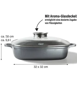 2tlg. Set: Servierpfanne in Grau - (L)32 x (B)32 cm