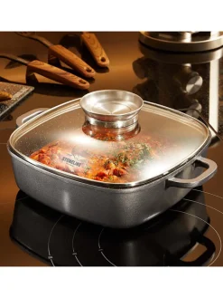 2tlg. Set: Servierpfanne in Grau - (L)24 x (B)24 cm