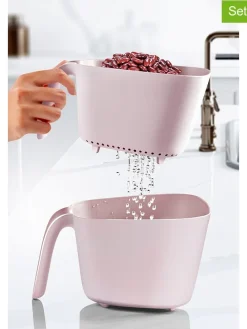 2tlg. Set: Sieb in Rosa - (B)24 x (H)21 x (T)14 cm