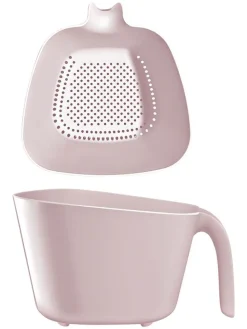 2tlg. Set: Sieb in Rosa - (B)24 x (H)21 x (T)14 cm