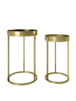 2tlg. Set: Säulentisch/Beistelltisch "MARY" in Gold - (B)39x(H)63x(T)39cm