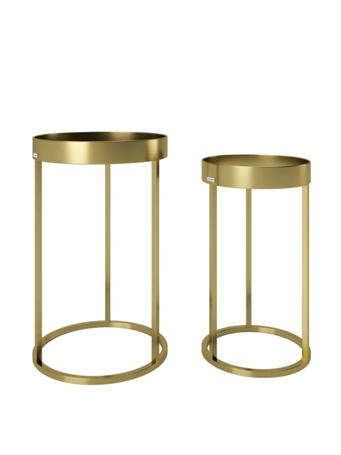 2tlg. Set: Säulentisch/Beistelltisch "MARY" in Gold - (B)39x(H)63x(T)39cm