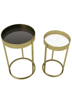 2tlg. Set: Säulentisch/Beistelltisch "MARY" in Gold - (B)39x(H)63x(T)39cm