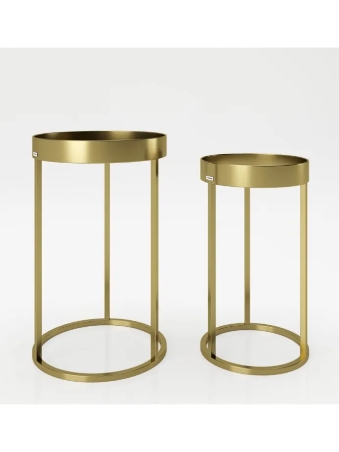 2tlg. Set: Säulentisch/Beistelltisch "MARY" in Gold - (B)39x(H)63x(T)39cm