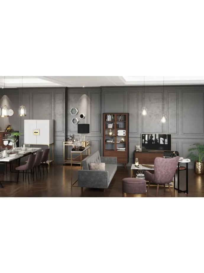 2tlg. Set: Säulentisch/Beistelltisch "MARY" in Gold - (B)39x(H)63x(T)39cm