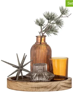 6tlg. Set: Tablett & Deko ''Sanga'' in Beige/ Hellbraun - (H)22,5 x Ø 18 cm