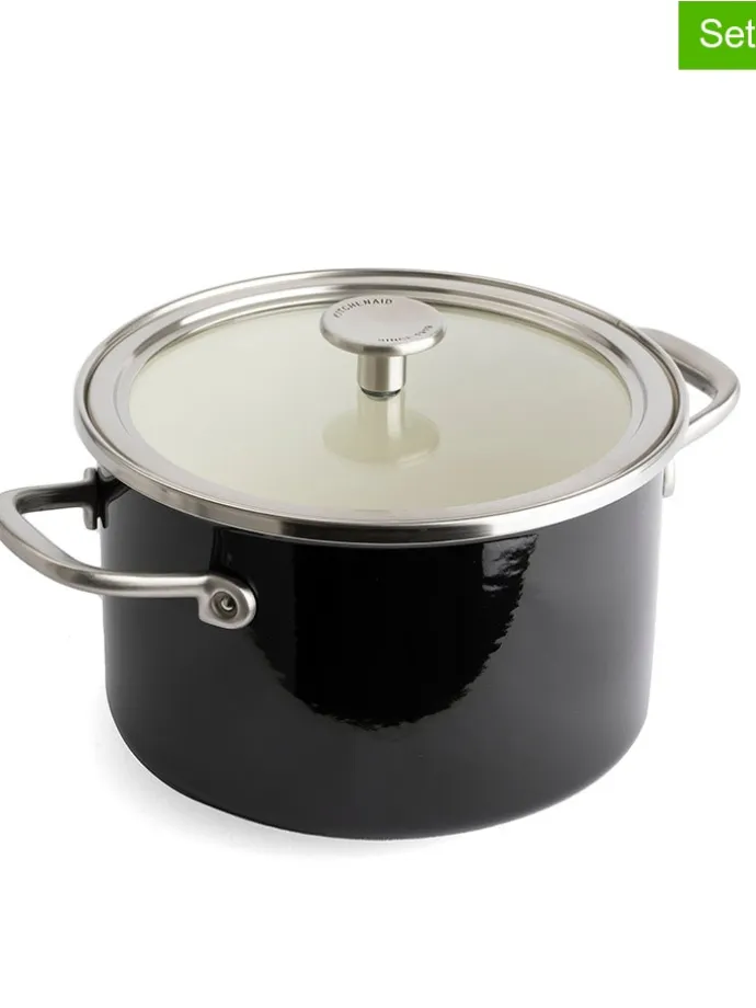 2tlg. Set: Topf "Core Enamel" in Schwarz - Ø 20 cm