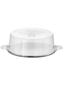 3tlg. Set: Tortenplatte in Silber/ Transparent