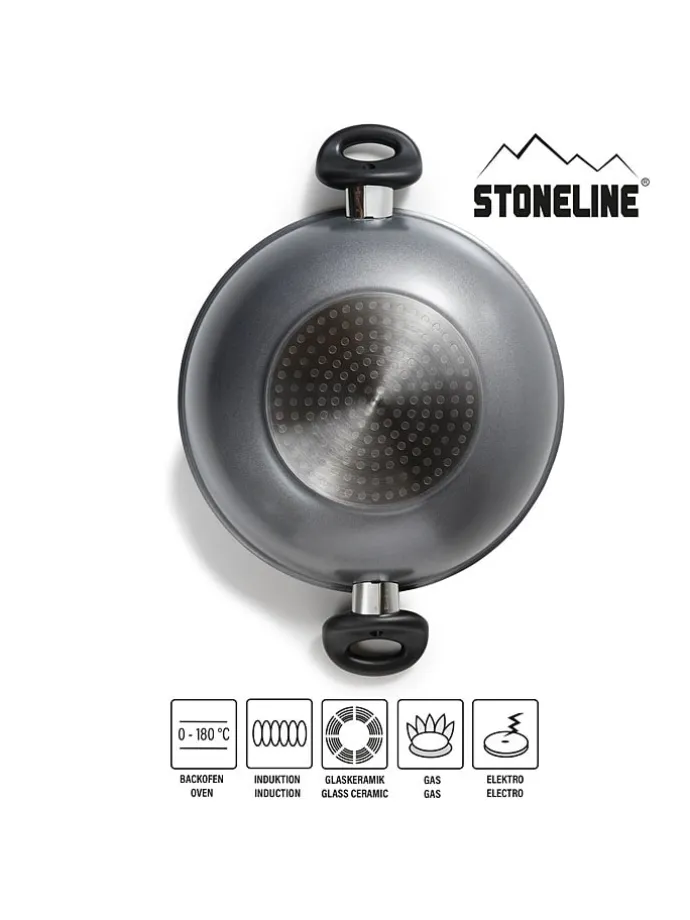 2tlg. Set: Wok in Grau - Ø 28 cm