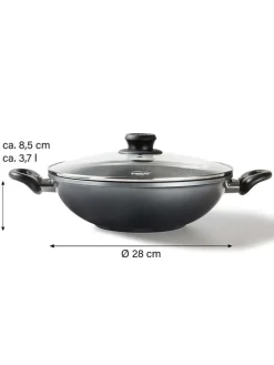 2tlg. Set: Wok in Grau - Ø 28 cm