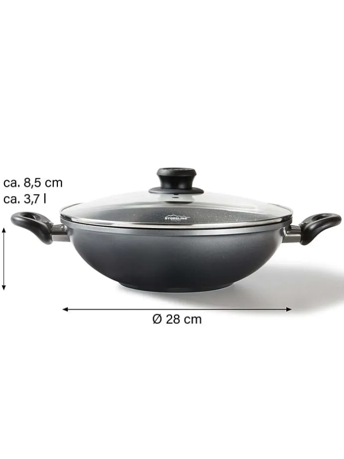 2tlg. Set: Wok in Grau - Ø 28 cm