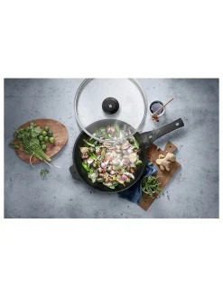 2tlg. Set: Wok-Pfanne in Schwarz - Ø 30 cm