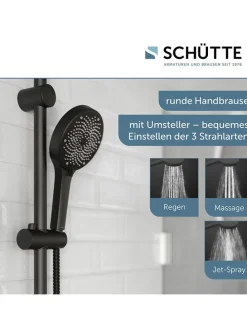 3tlg. Stangenbrause-Set ''Cordoba'' in Schwarz